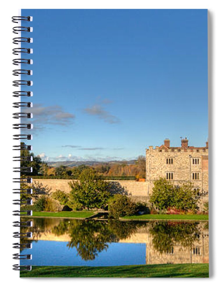 Leeds Castle Spiral Notebook featuring the photograph Leeds Castle and Moat Reflections by Chris Thaxter