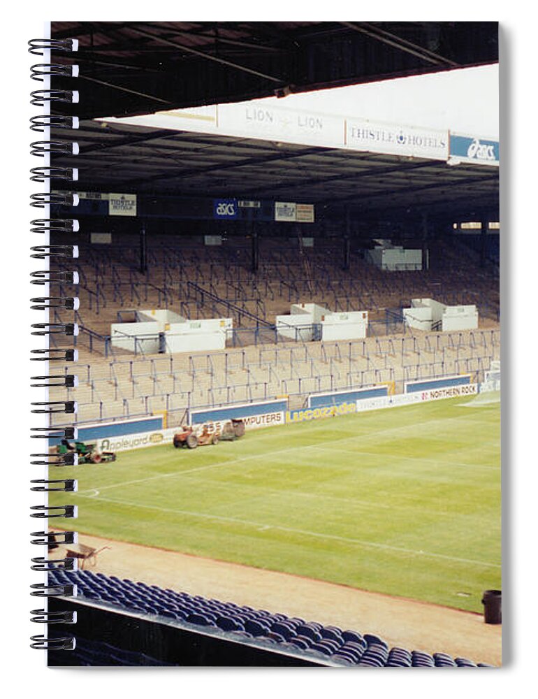 Leeds United Spiral Notebook featuring the photograph Leeds - Elland Road - The Kop 3 - 1993 by Legendary Football Grounds