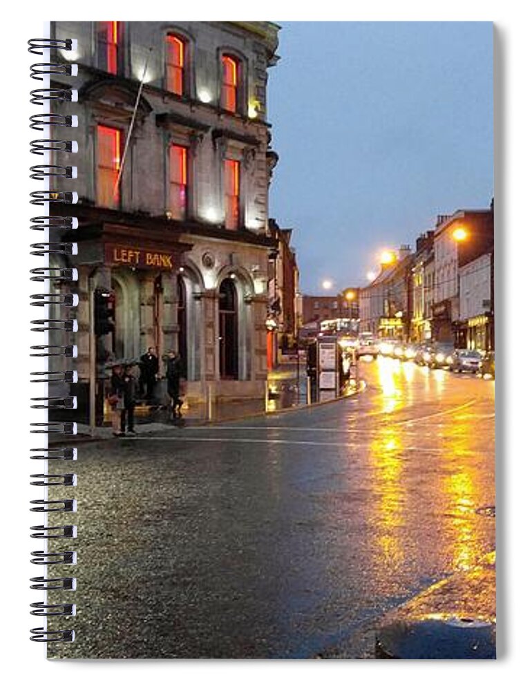 Irish Bank Building Spiral Notebook featuring the photograph Left Bank, Galway by Rosanne Licciardi