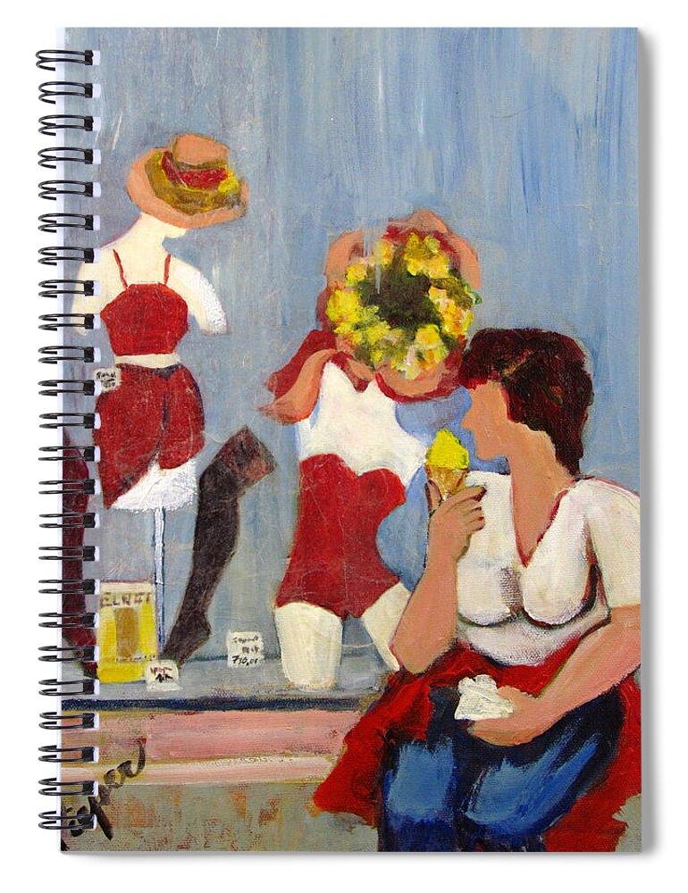 Woman With Ice Cream Spiral Notebook featuring the painting Lemon Eis by Betty Pieper