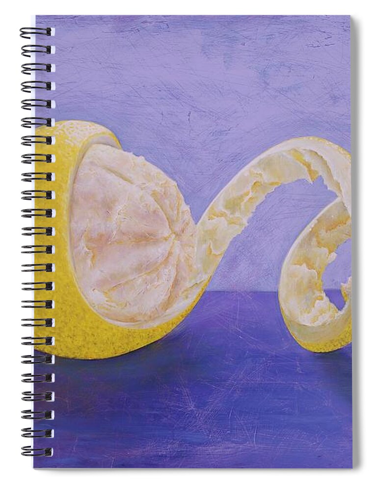 Lemon Spiral Notebook featuring the painting Lemon Peel Twist by Emily Page