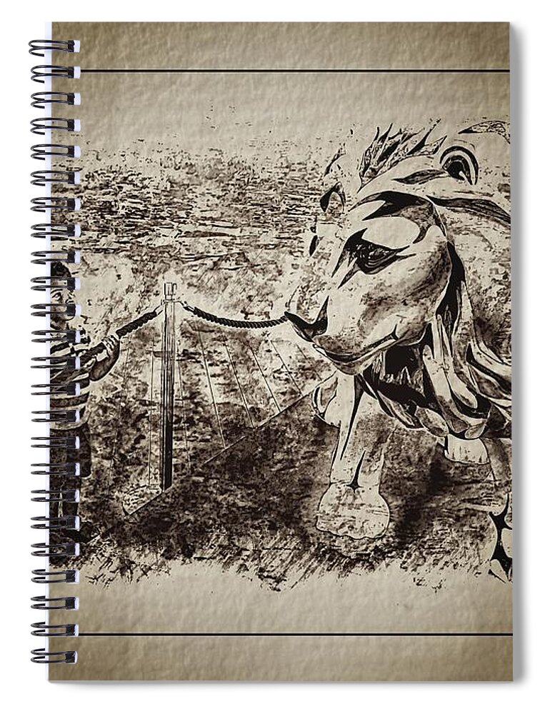 Jean Francois Gil Spiral Notebook featuring the photograph L'enfant et le lion by Jean Francois Gil