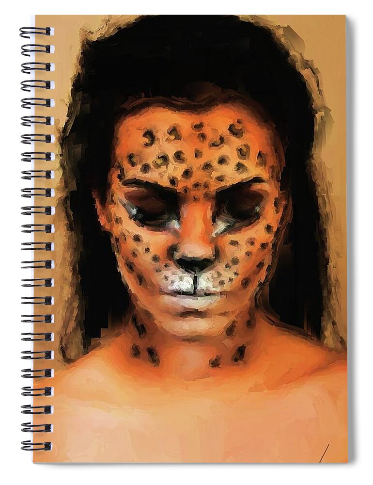 Woman Spiral Notebook featuring the painting Leopard by Armin Sabanovic