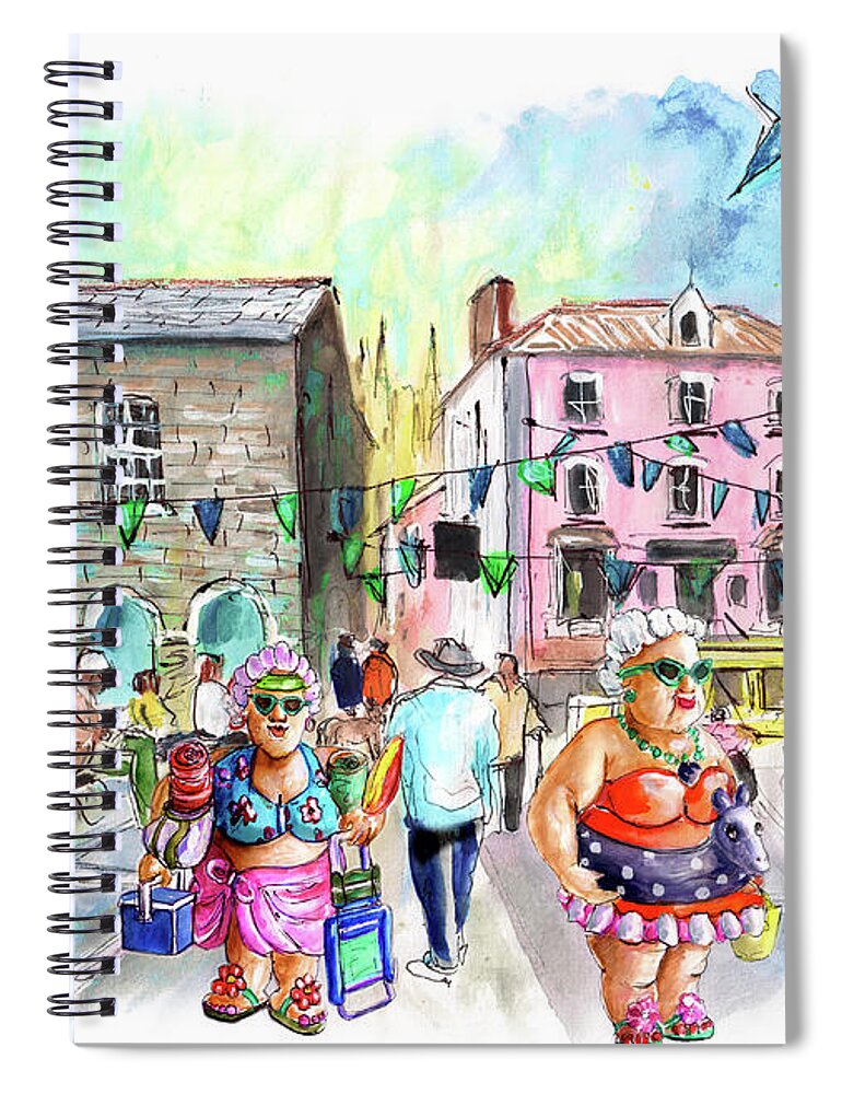 Travel Spiral Notebook featuring the painting Les Belles De Fowey 08 by Miki De Goodaboom
