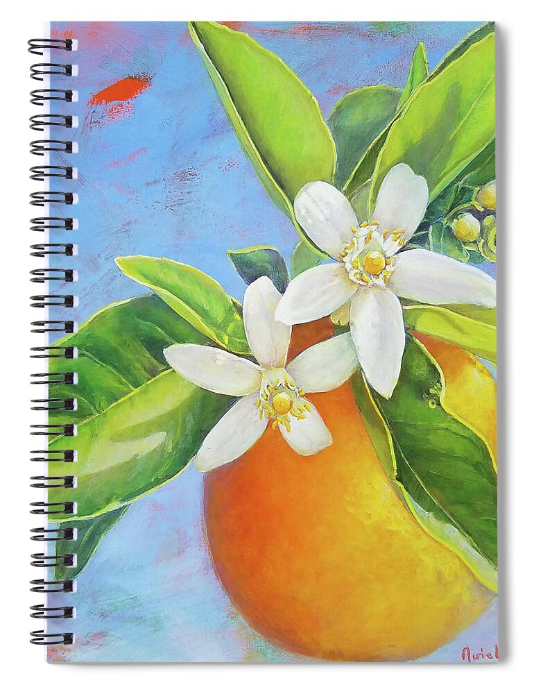 Floral Painting Spiral Notebook featuring the painting Les Deux Fleurs by Muriel Dolemieux