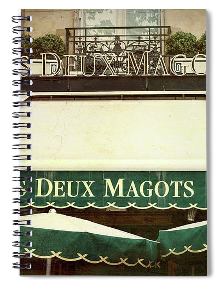 Paris Spiral Notebook featuring the photograph Les Deux Magots - #1 by Stephen Stookey