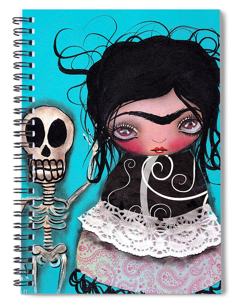 Frida Kahlo Spiral Notebook featuring the painting Lets go Dancing by Abril Andrade