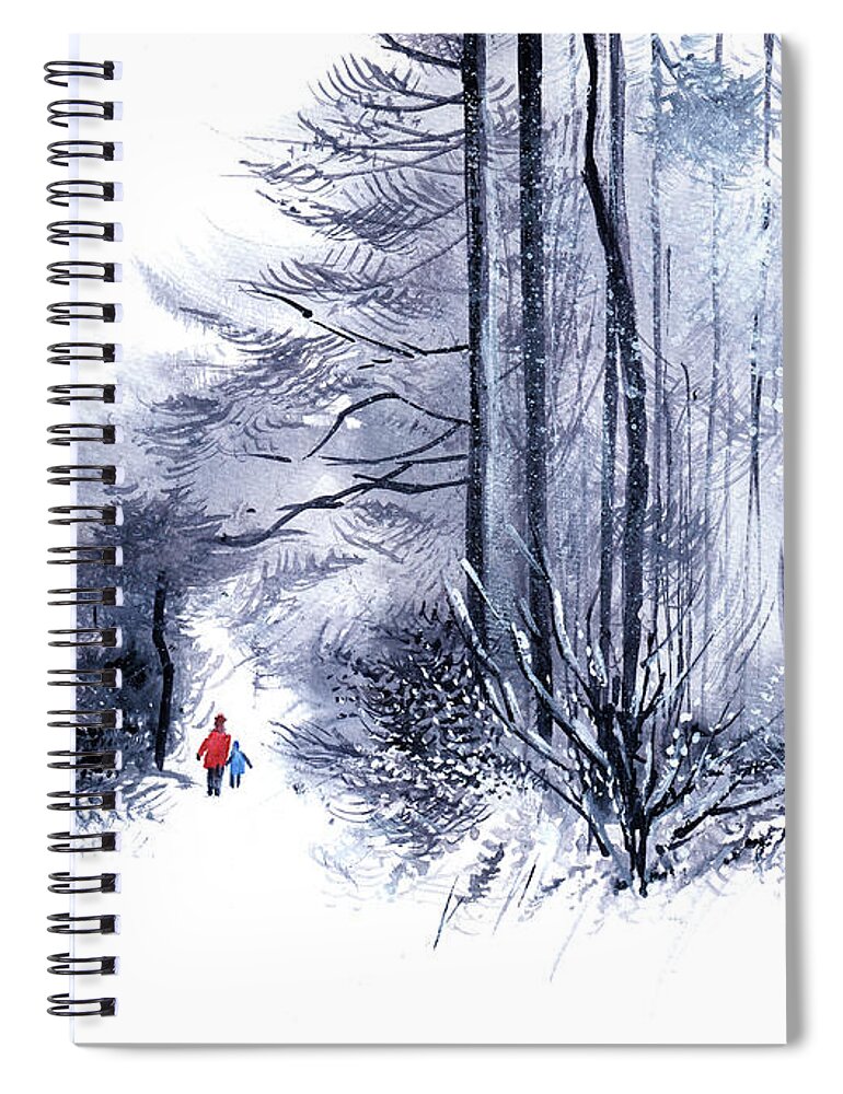 Nature Spiral Notebook featuring the painting Let's go for a walk 2 by Anil Nene