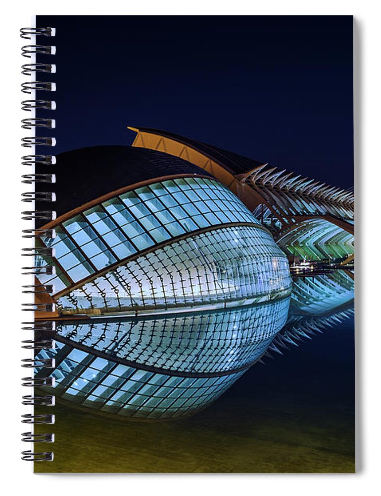 L'hemisferic Spiral Notebook featuring the photograph L'Hemisferic by Pablo Lopez