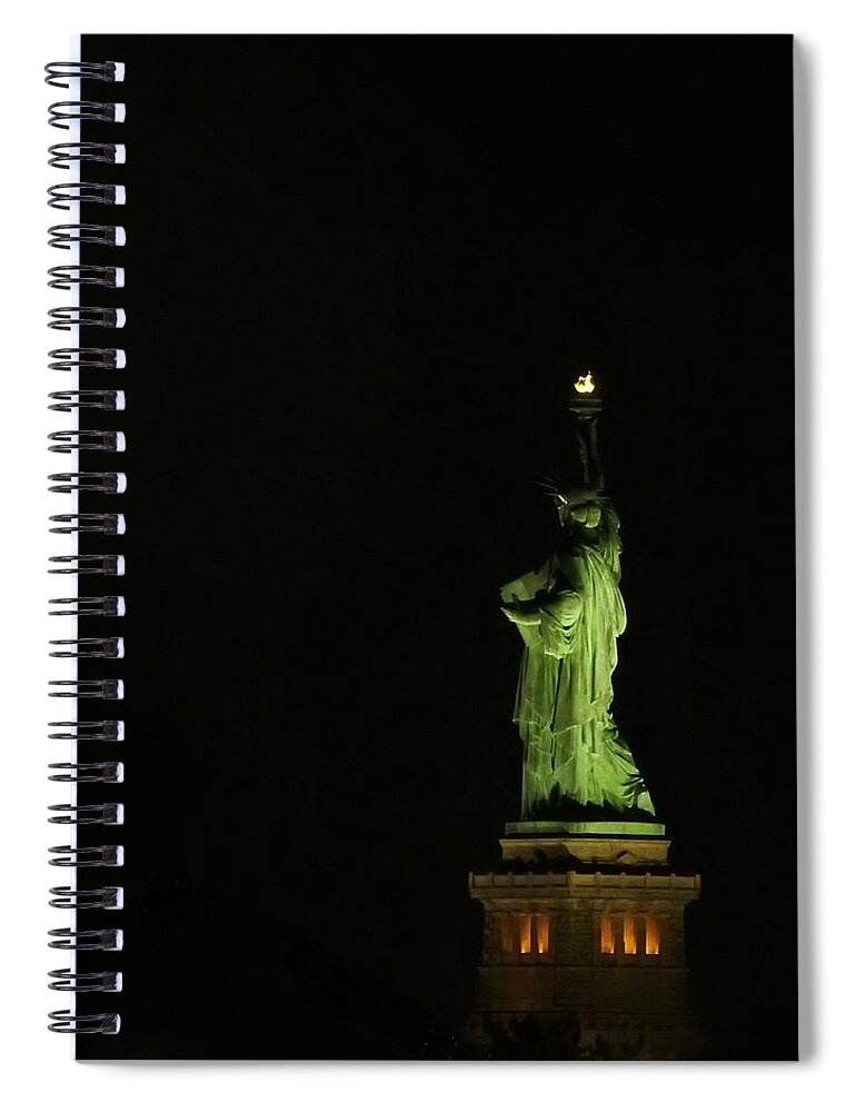 Liberty By Night Spiral Notebook featuring the photograph Liberty by Night by Dark Whimsy