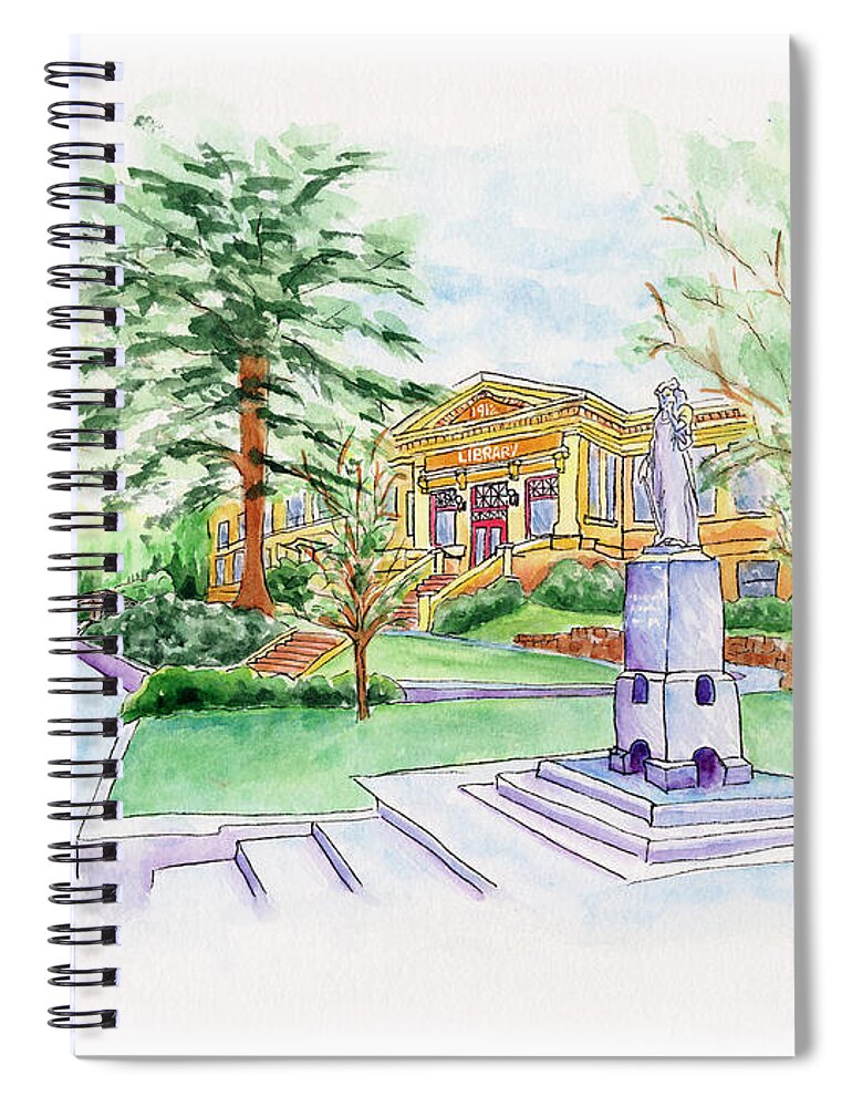 Library Spiral Notebook featuring the painting Library a Carnegie Original by Lori Taylor