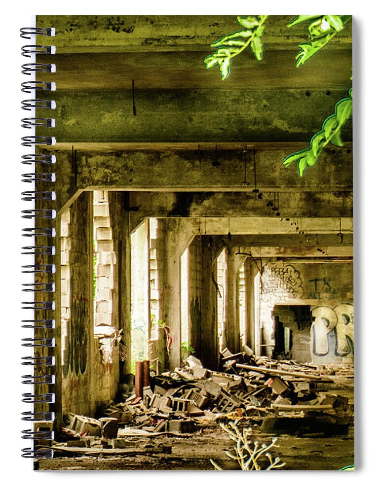 Packard Plant Spiral Notebook featuring the photograph Life Among the Ruins by Randy J Heath