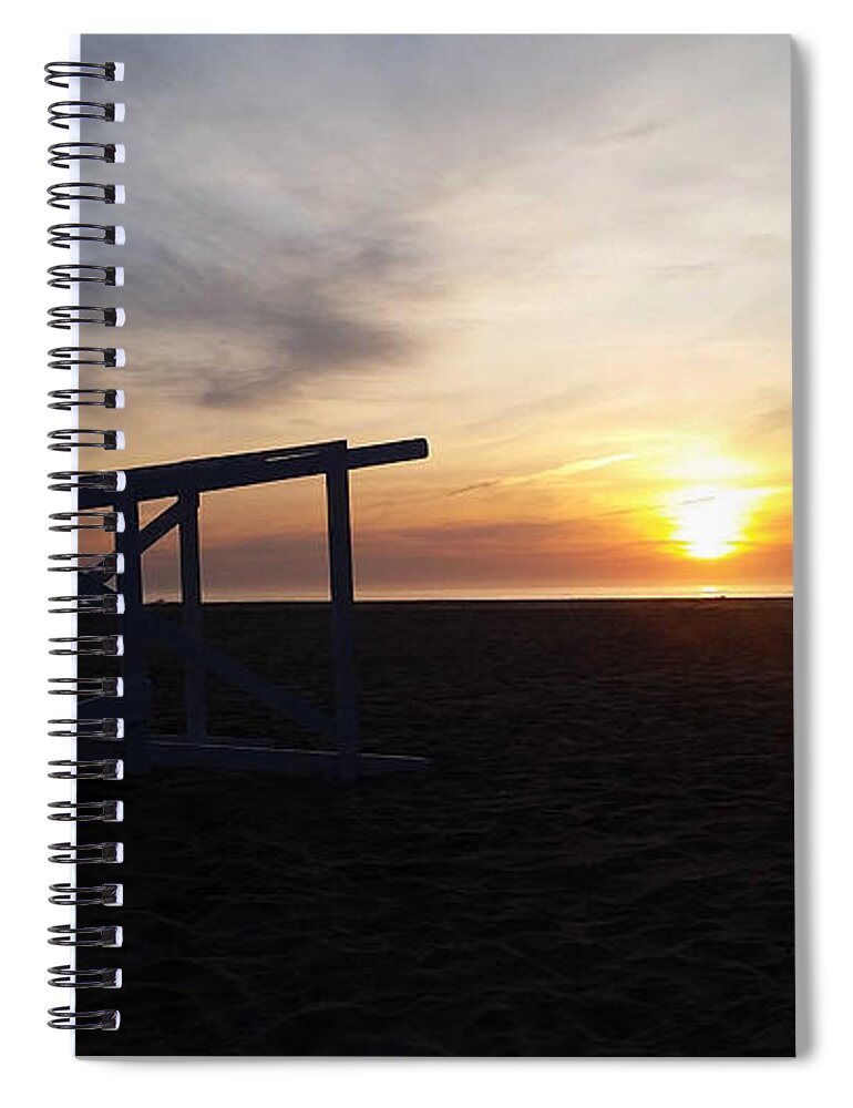 Lifeguard Stand Spiral Notebook featuring the photograph Lifeguard Stand and Sunrise by Robert Banach