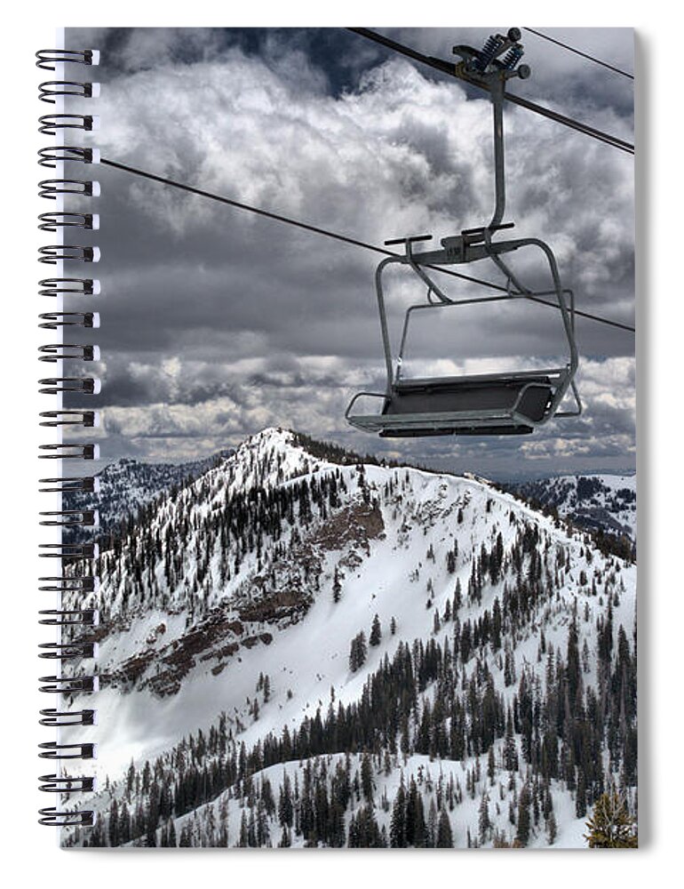 Baldy Spiral Notebook featuring the photograph Lift Chairs Above The Wasatch Peaks by Adam Jewell