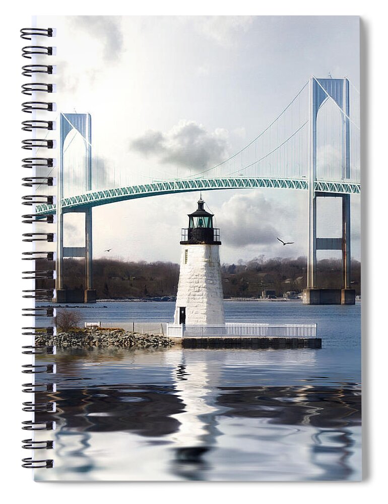 Lighthouse Spiral Notebook featuring the photograph Light at Goat Island by Robin-Lee Vieira