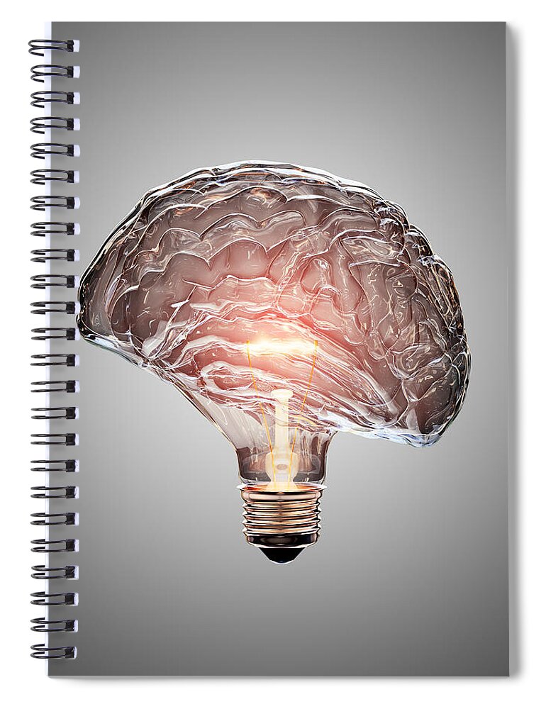 Light Spiral Notebook featuring the photograph Light Bulb Brain by Johan Swanepoel