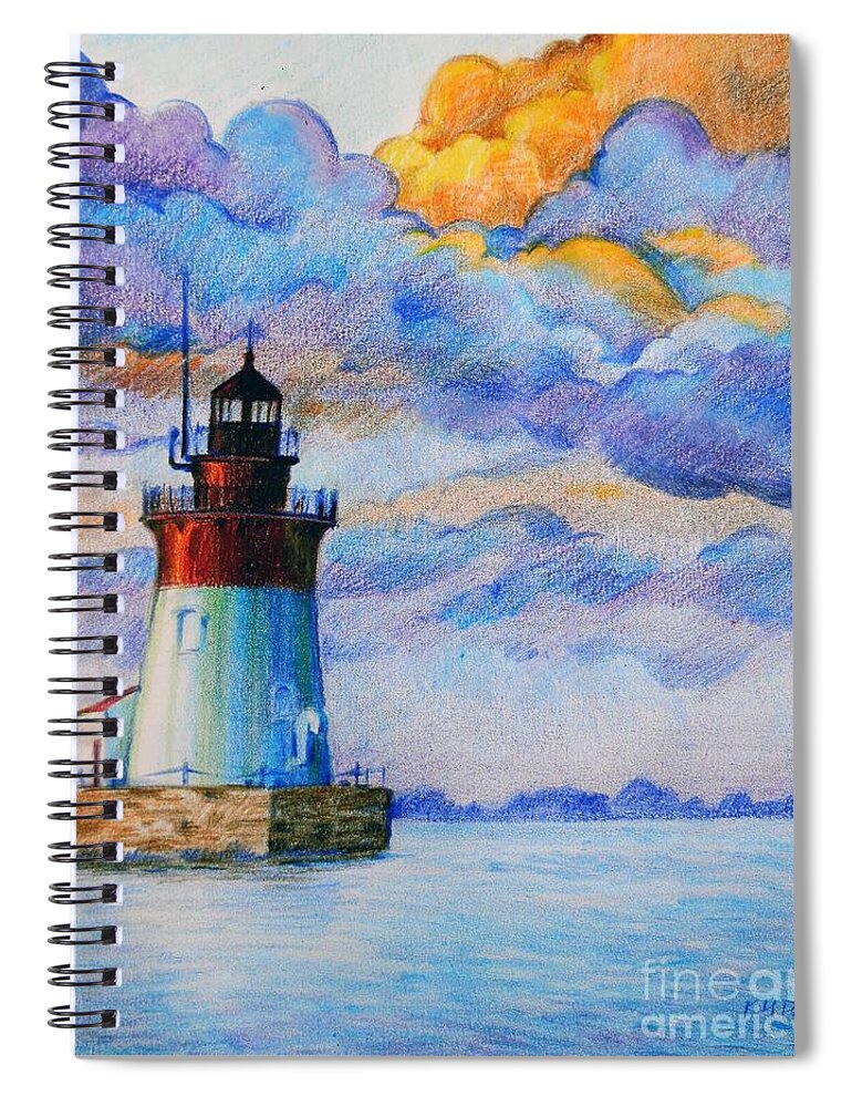 Light Spiral Notebook featuring the drawing Light on the Water by K M Pawelec
