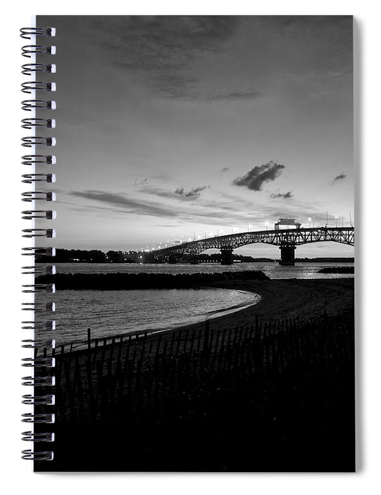 Black And White Spiral Notebook featuring the photograph Light Over Bridge by Lara Morrison