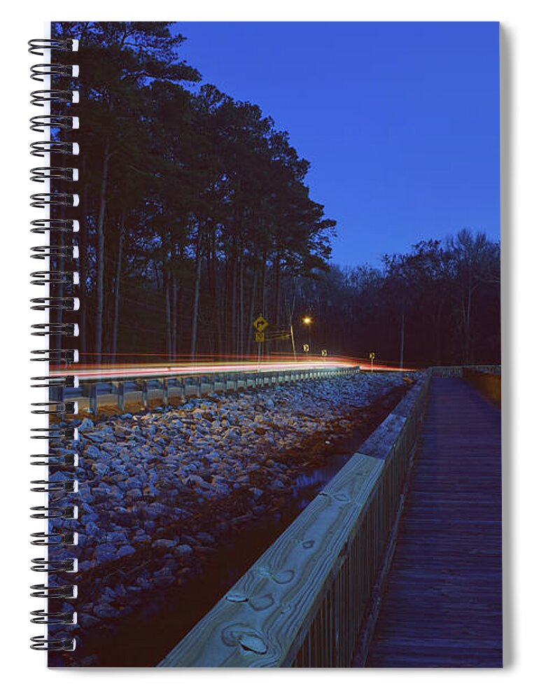 Light Spiral Notebook featuring the photograph Light Trails on Elbow Road by Nicole Lloyd