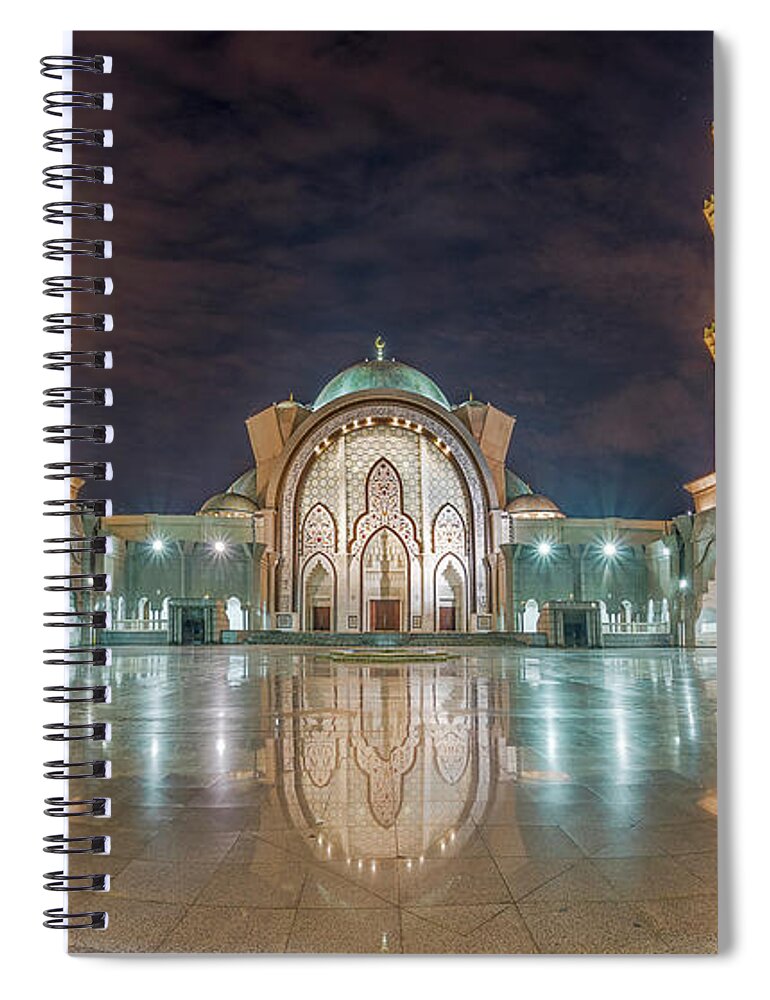 Travel Spiral Notebook featuring the photograph Lighted Federal Territory Mosque by Pradeep Raja Prints