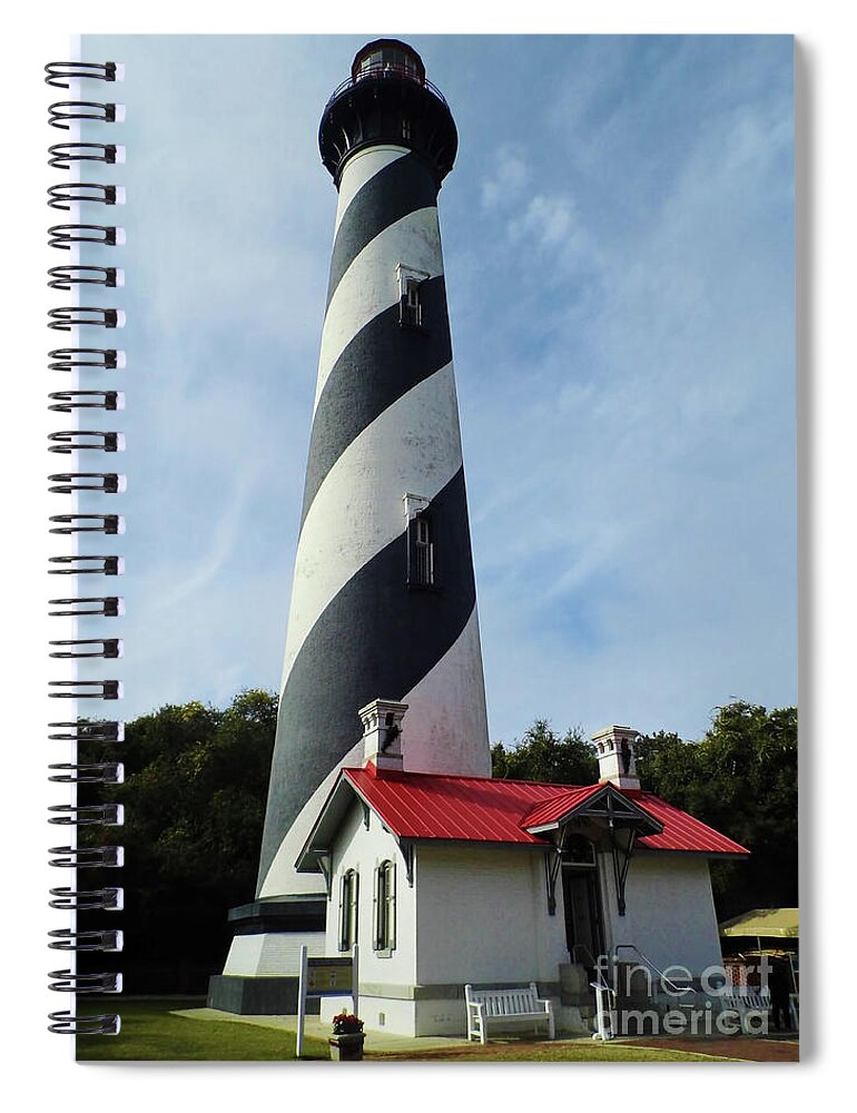 St Augustine Spiral Notebook featuring the photograph Lighthouse and Keepers Cottage by D Hackett