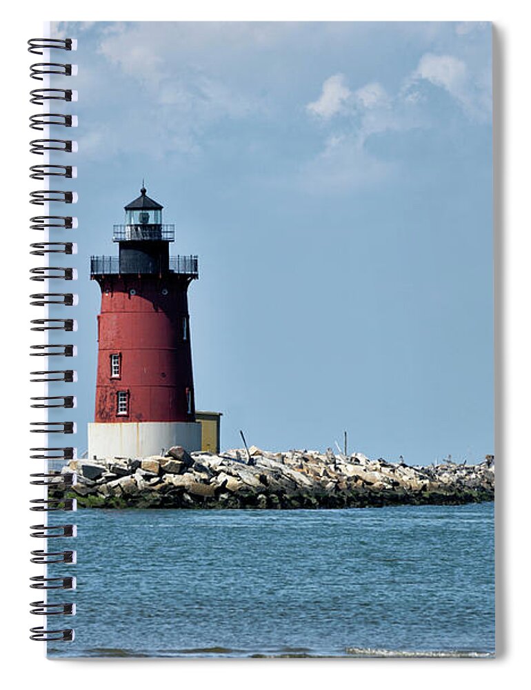 Delaware Breakwater Lighthouse Spiral Notebook featuring the photograph Delaware Breakwater East End Lighthouse - Lewes Delaware by Brendan Reals