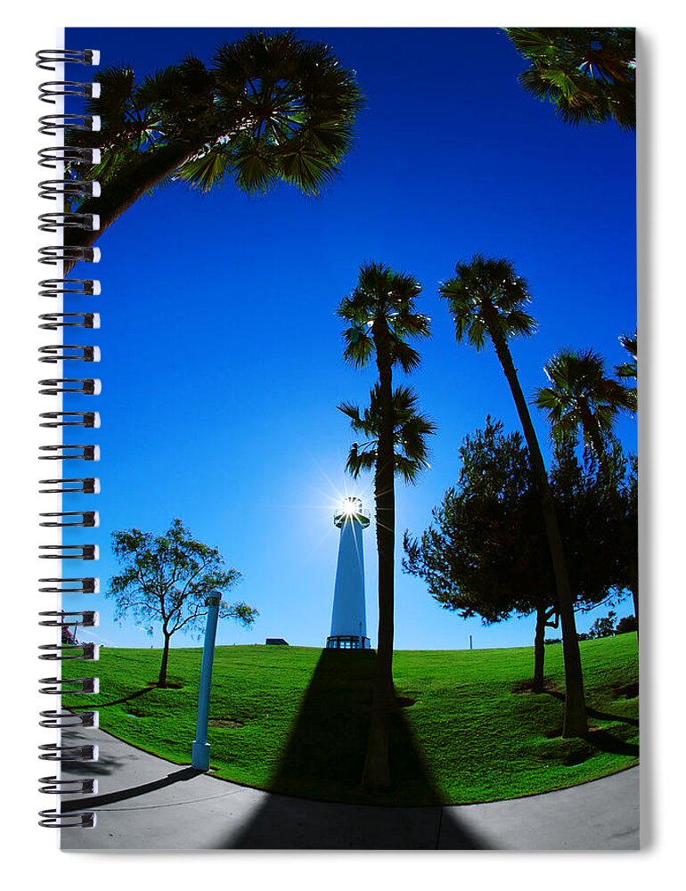 Light And Shadow Spiral Notebook featuring the photograph Light and Shadow -- Lions Lighthouse for Sight in Long Beach, California by Darin Volpe