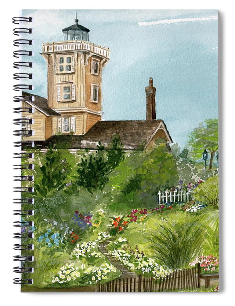 Gardens Spiral Notebook featuring the painting Lighthouse Gardens by Nancy Patterson