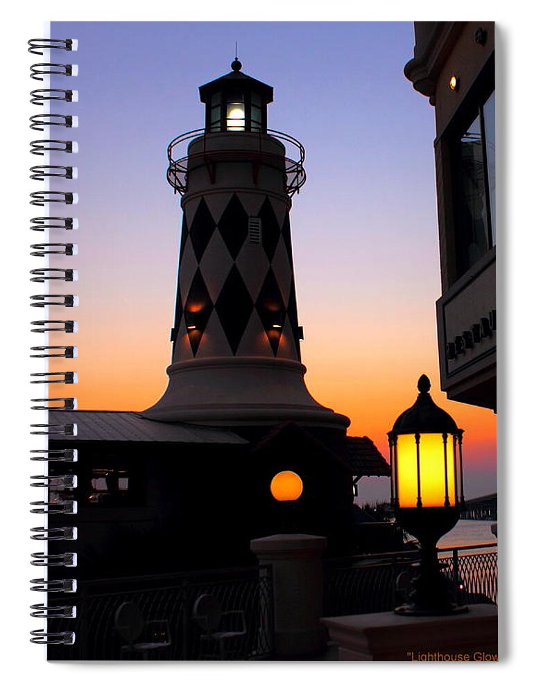 Destin Spiral Notebook featuring the photograph Lighthouse Glow by Larry Beat