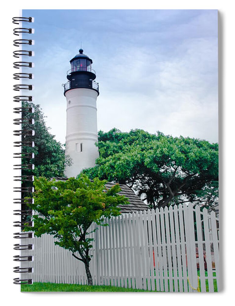 America Spiral Notebook featuring the photograph Lighthouse in Key West, USA by Amanda Mohler