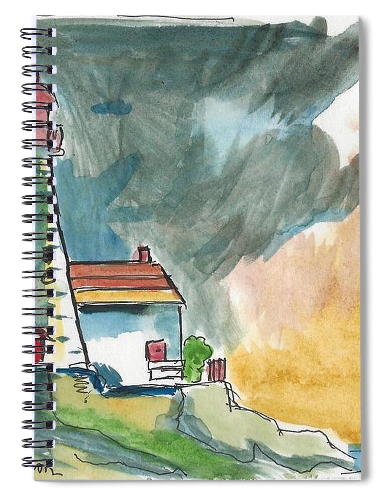 Watercolor Spiral Notebook featuring the painting Lighthouse on the Hill Part Deux by Ali Baucom