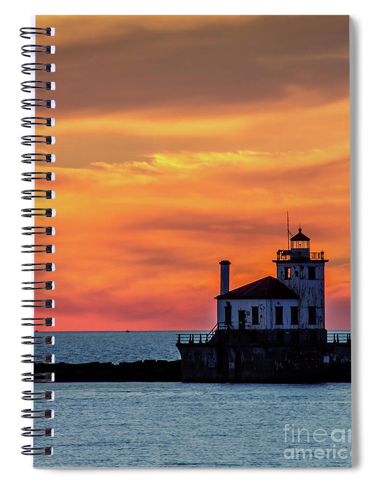 Lighthouse Spiral Notebook featuring the photograph Lighthouse Silhouette by Rod Best