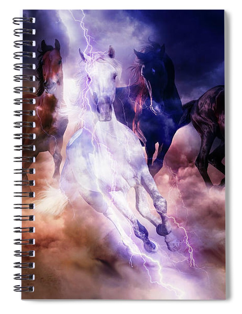 Horses Spiral Notebook featuring the digital art Lighting by Lilia S
