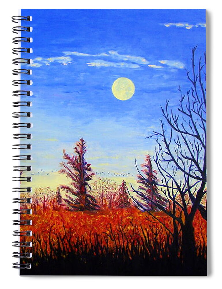 Moon Spiral Notebook featuring the painting Lighting the sky by Lisa Rose Musselwhite