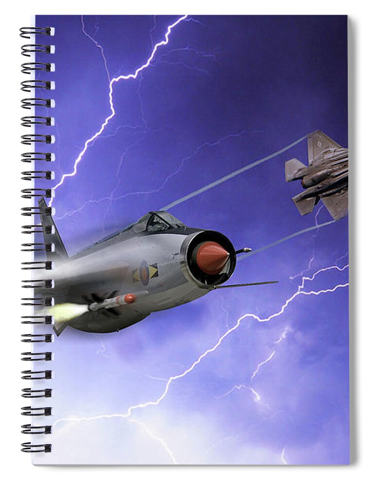 Lightnings Spiral Notebook featuring the digital art Lightnings by Airpower Art