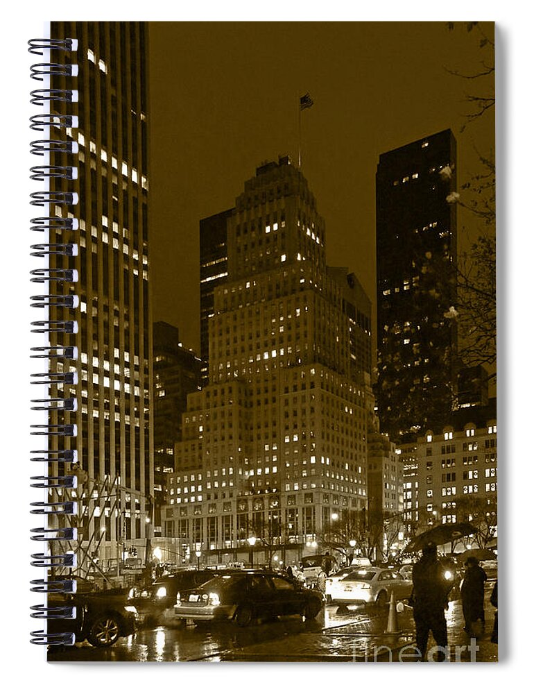 5th Ave. Lights Spiral Notebook featuring the photograph Lights of 5th Ave. by Elena Perelman