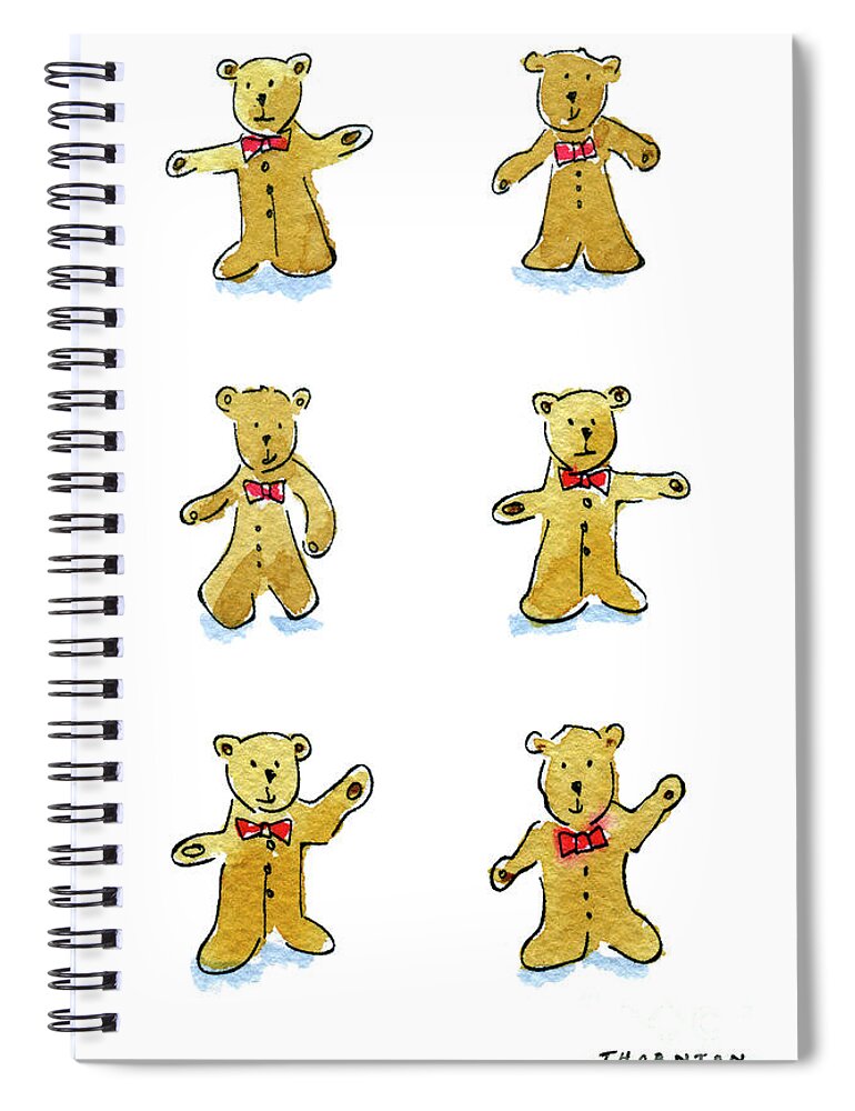 Teddy Bear Spiral Notebook featuring the painting L'il Teddies by Diane Thornton