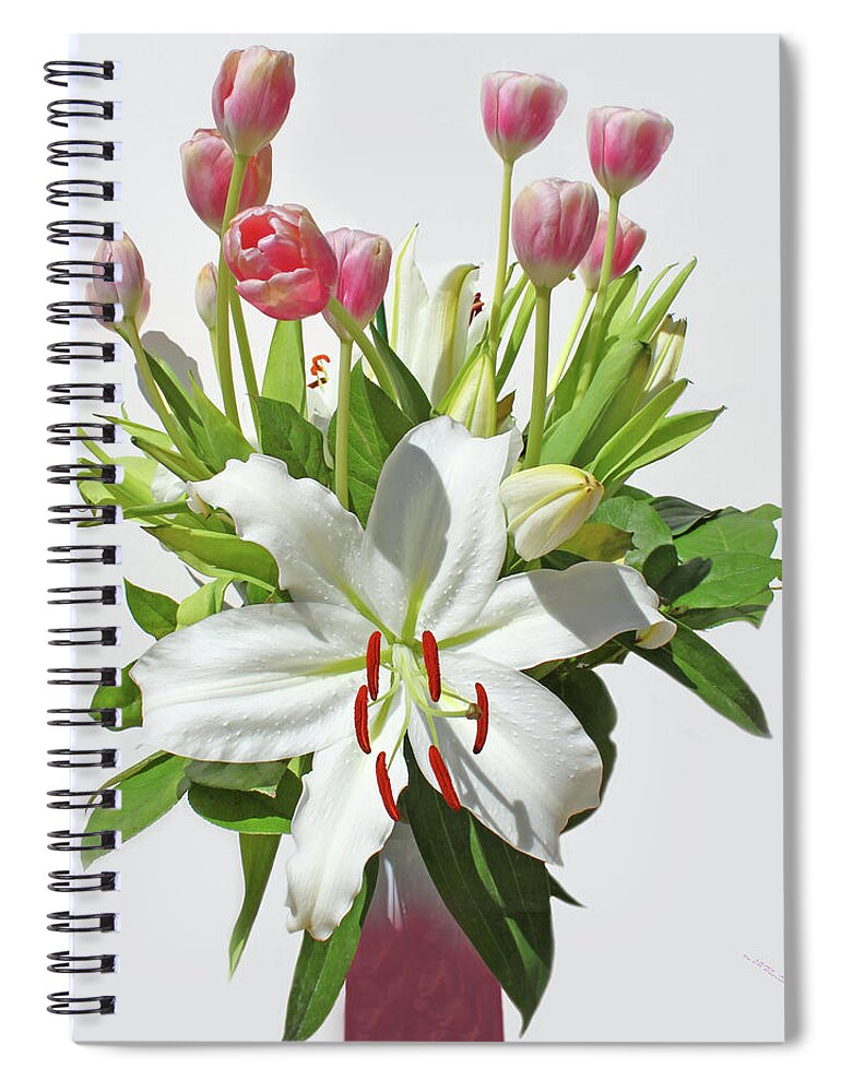 Flowers Spiral Notebook featuring the photograph Lilies And Tulips by Carl Deaville