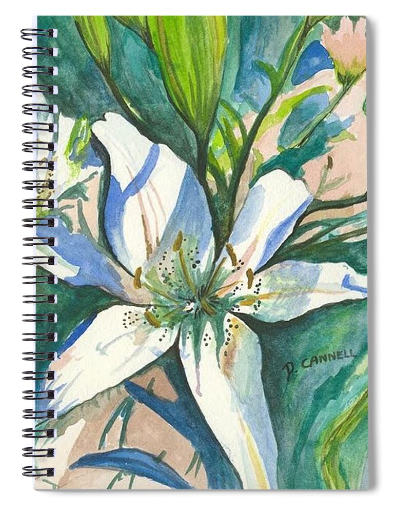 Two Spiral Notebook featuring the painting Lillies two by Darren Cannell