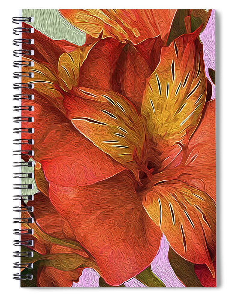 Digital Spiral Notebook featuring the mixed media Lily Bouquet in North Light by Lynda Lehmann