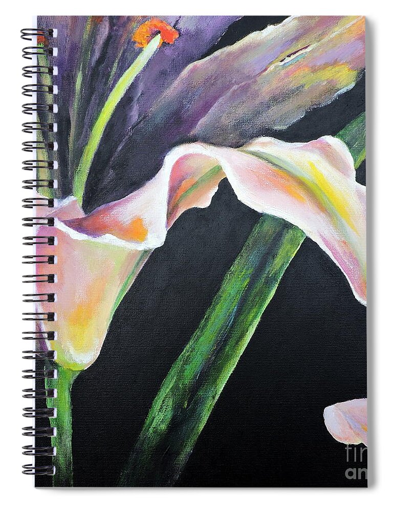 Floral Spiral Notebook featuring the painting Lily by Jodie Marie Anne Richardson Traugott     aka jm-ART