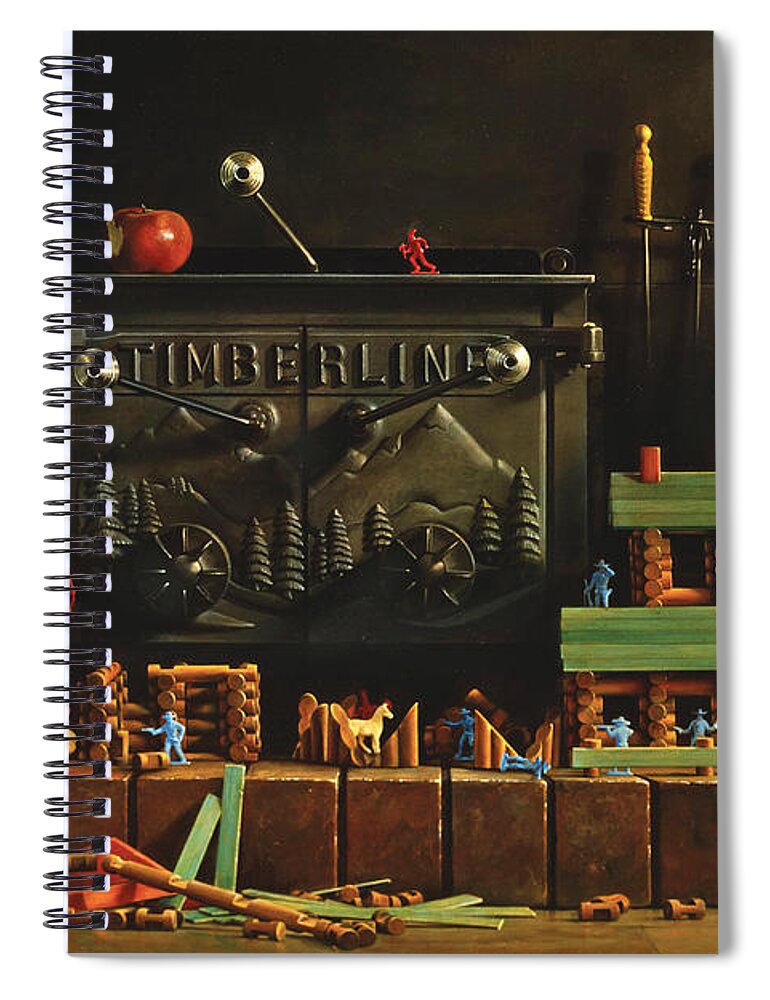 Fireplace Spiral Notebook featuring the painting Lincoln Logs by Greg Olsen