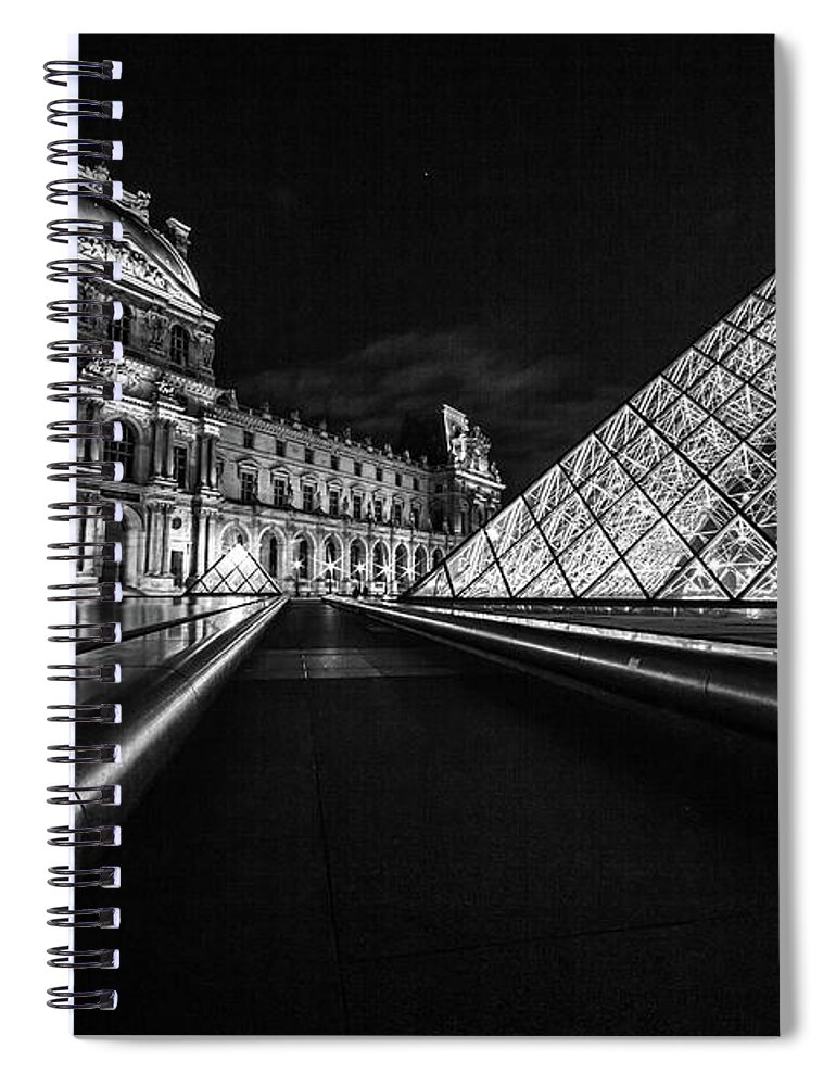 Paris Spiral Notebook featuring the photograph Lines of the Louvre by Everet Regal