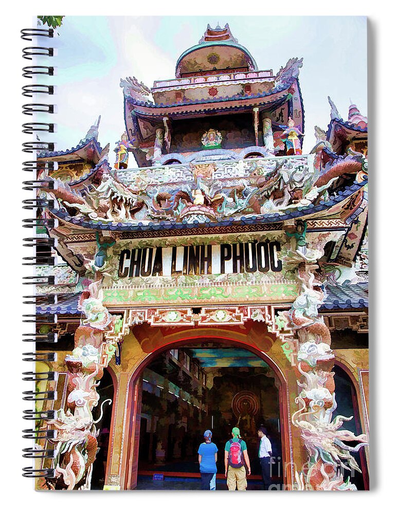 Digital Spiral Notebook featuring the photograph Linh Phuco Pagoda Broken Glass Mosaic Vietnam Entrance by Chuck Kuhn