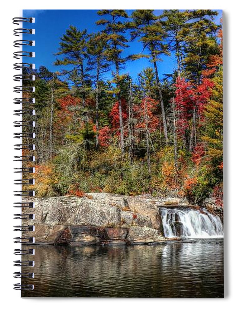 Linville Upper Falls During Fall Spiral Notebook featuring the photograph Linville Upper Falls During Fall by Carol Montoya