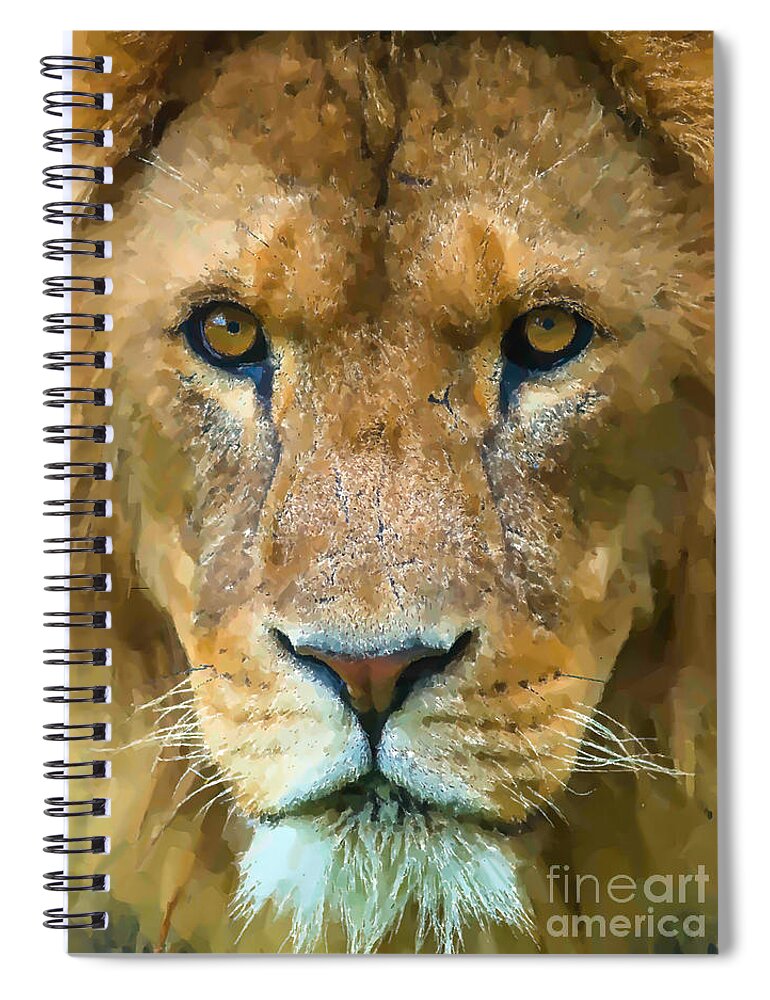 Lion Spiral Notebook featuring the photograph Lion looking by Andrew Michael