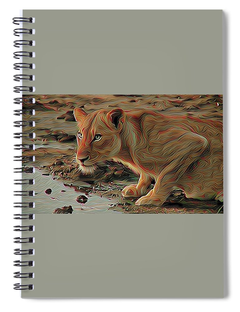 Lioness Spiral Notebook featuring the photograph Lioness by Gini Moore