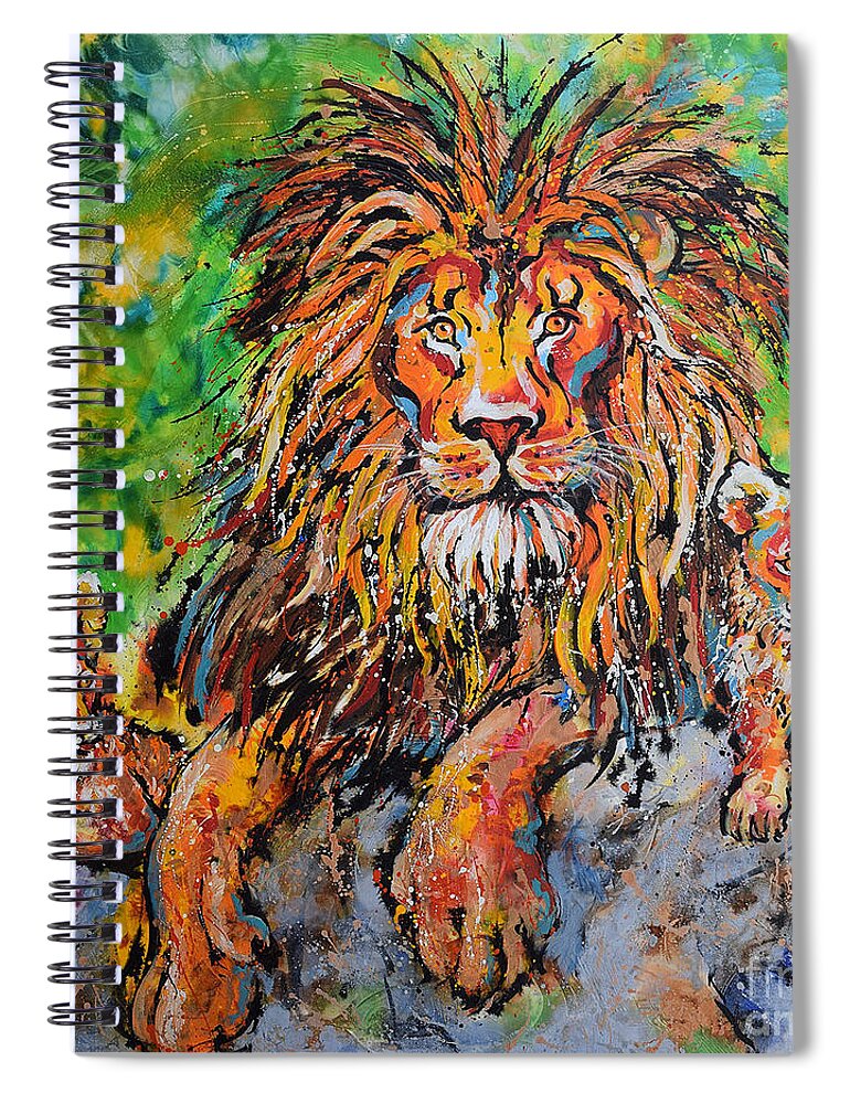  Spiral Notebook featuring the painting Lion's Pride by Jyotika Shroff