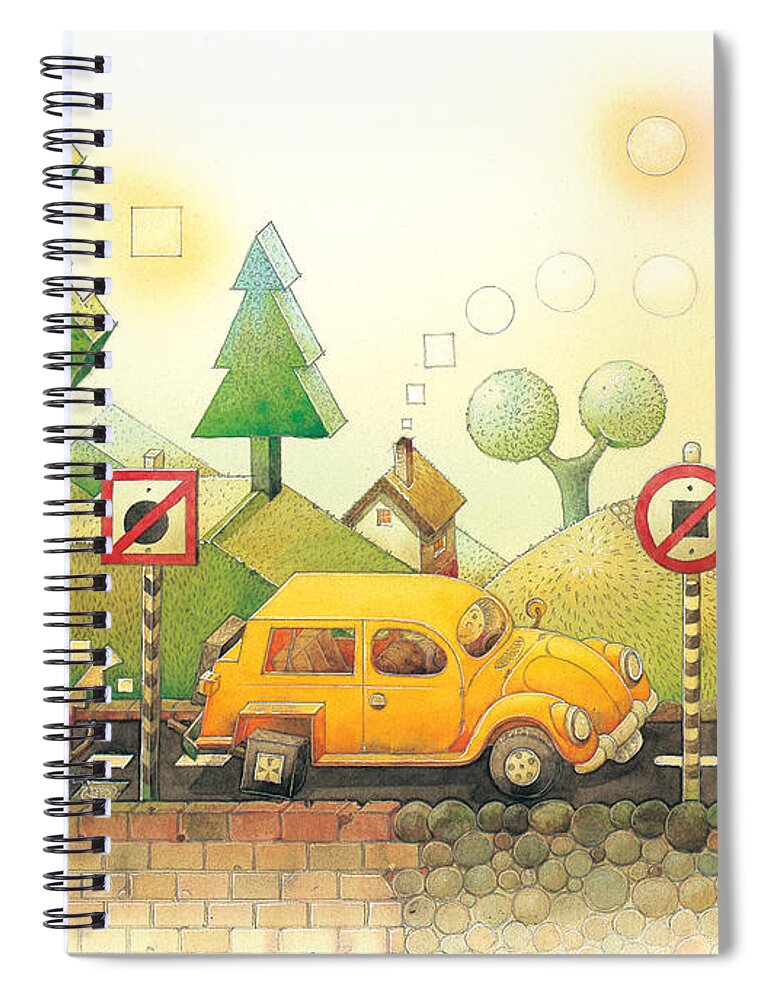 Car Spiral Notebook featuring the painting Lisas Journey02 by Kestutis Kasparavicius