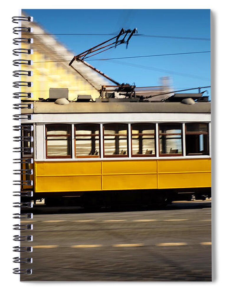 Panning Spiral Notebook featuring the photograph Lisbon Tram Panning by Carlos Caetano